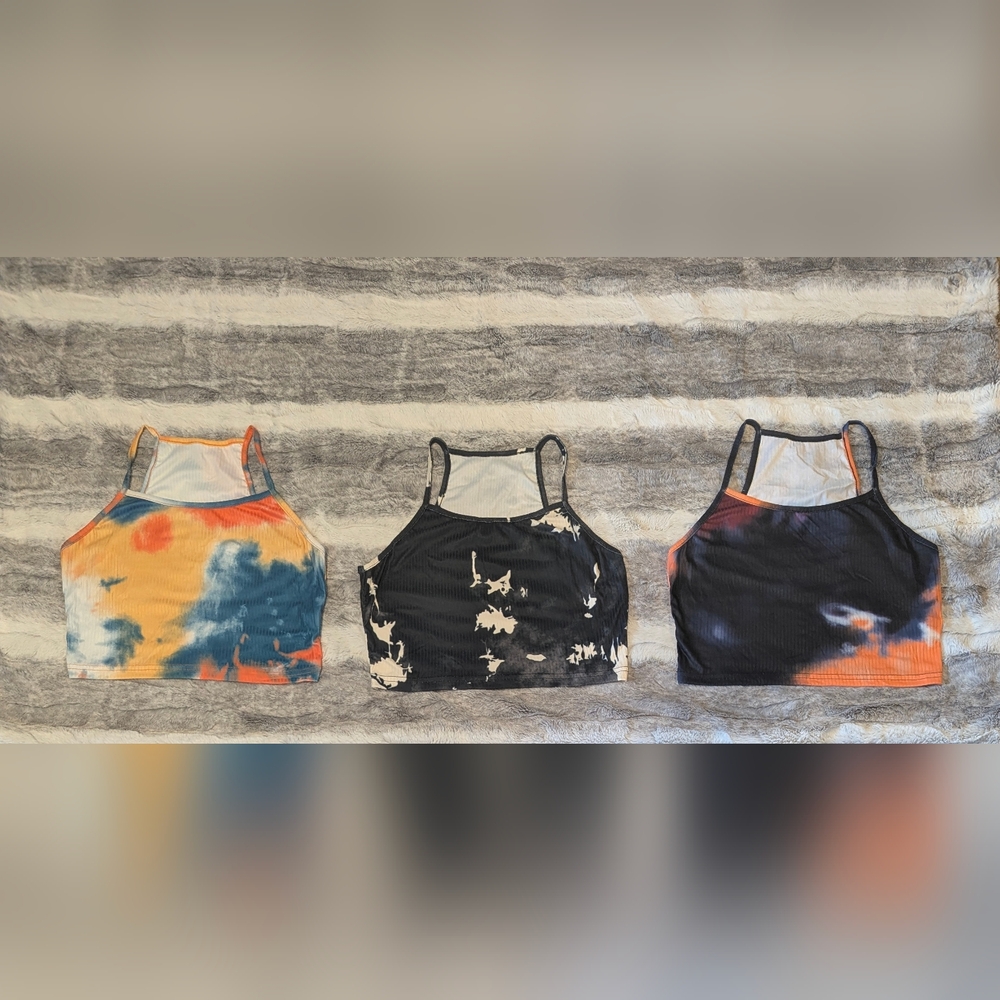 Stylish Women's Tie-Dye Crop Tops - Multicolor Set Size Medium